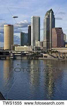 Stock Image - advertising airship 
above downtown 
tampa,  florida, 
 skyline and. 
fotosearch - search 
stock photos, 
pictures, images, 
and photo clipart