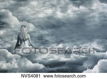 Stock Photography - computer generated 
image of a woman 
sitting in the 
clouds denoting 
a. fotosearch 
- search stock 
photos, pictures, 
images, and photo 
clipart