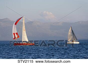 Stock Image - sailboats on lake 
tahoe during a 
race. fotosearch 
- search stock 
photos, pictures, 
images, and photo 
clipart