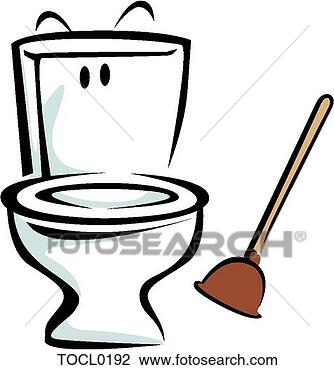 Clipart - banheiro,  plunger. 
fotosearch - busca 
de ilustrações 
clipeart e desenhos