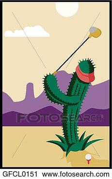 Clipart - cactus golfing. 
fotosearch - search 
clipart, illustration, 
drawings and vector 
eps graphics images