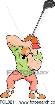 Clipart - caricatura,  golfer. 
fotosearch - busca 
de ilustrações 
clipeart e desenhos