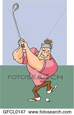 Clip Art - cartoon golfer. 
fotosearch - search 
clipart, illustration, 
drawings and vector 
eps graphics images