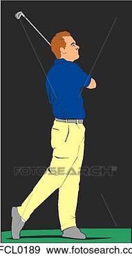 Clip Art - silhoutte golfer. 
fotosearch - search 
clipart, illustration, 
drawings and vector 
eps graphics images