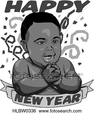 Clip Art - baby new year 
with banner and 
confetti. fotosearch 
- search clipart, 
illustration, 
drawings and vector 
eps graphics images