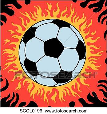 Klip Art - futbol,  top, 
 alevler. fotosearch 
- klipart İlüstrasyon, 
çizimler ve görüntüler 
ara