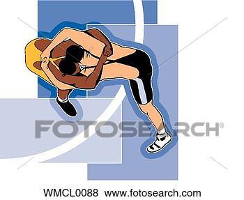 Clip Art - bird's eye wrestlers. 
fotosearch - search 
clipart, illustration, 
drawings and vector 
eps graphics images