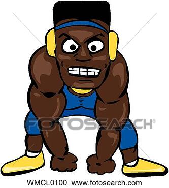 Clipart - caricatura,  wrestler. 
fotosearch - busca 
de ilustrações 
clipeart e desenhos