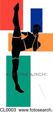 Clipart - karate high kick. 
fotosearch - search 
clipart, illustration, 
drawings and vector 
eps graphics images