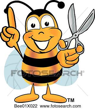 Clipart - bee with scissors. 
fotosearch - search 
clipart, illustration, 
drawings and vector 
eps graphics images