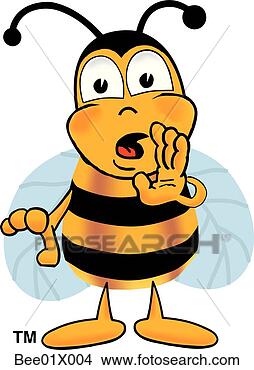 Clipart - bee telling secret.  fotosearch - search  clipart, illustration,  drawings and vector  eps graphics images