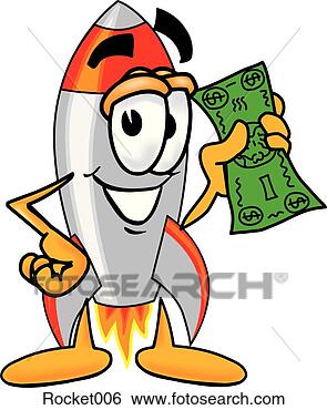 Clip Art - rocket with money. 
fotosearch - search 
clipart, illustration, 
drawings and vector 
eps graphics images