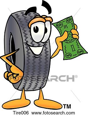 Clip Art - tire with money. 
fotosearch - search 
clipart, illustration, 
drawings and vector 
eps graphics images