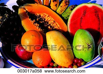 照片 - 水果, 桔子, 芒果, 西瓜, 香蕉, 菠萝, 番木瓜
