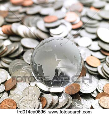 Banco de Imagem - economia,  conta, 
 dólar,  dinheiro, 
 moeda,  globo, 
 conceito. fotosearch 
- busca de fotos, 
imagens e clipart
