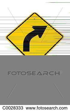 Stock Photo - close-up of a 
road sign with 
an arrow curving 
to the right. 
fotosearch - search 
stock photos, 
pictures, images, 
and photo clipart