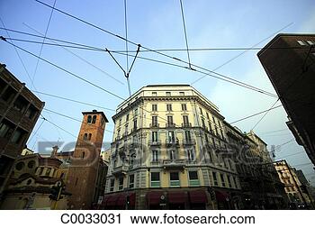 Stock Photography - lines for electric 
transportation 
 intersect across 
a milan. fotosearch 
- search stock 
photos, pictures, 
images, and photo 
clipart