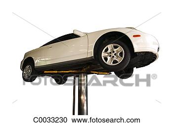 Stock Photography - side view of a 
car on a car lift 
for repair silhouetted 
on a white. fotosearch 
- search stock 
photos, pictures, 
images, and photo 
clipart