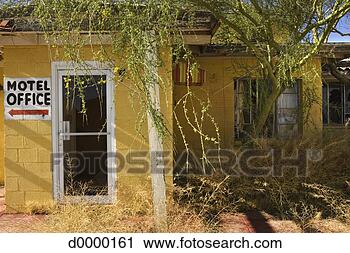 Stock Photography - delapidated motel 
in desolate landscape. 
fotosearch - search 
stock photos, 
pictures, images, 
and photo clipart