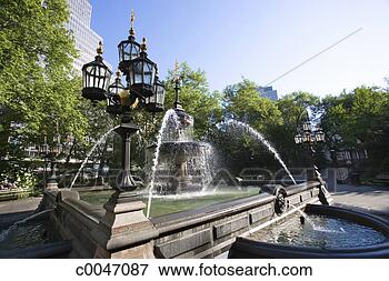 Picture - fountain in city 
hall park. fotosearch 
- search stock 
photos, pictures, 
images, and photo 
clipart