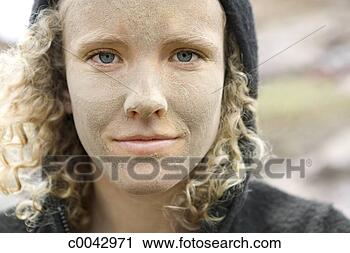 Stock Photography - caucasian woman 
with dirt makeup 
on her face. fotosearch 
- search stock 
photos, pictures, 
images, and photo 
clipart
