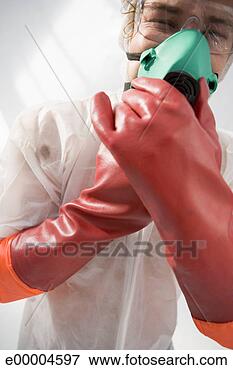 Picture - man wearing hazard 
suit choking. 
fotosearch - search 
stock photos, 
pictures, images, 
and photo clipart