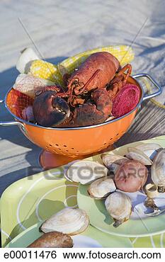 Banco de Imagem - lagosta,  piquenique, 
 praia. fotosearch 
- busca de fotos, 
imagens e clipart