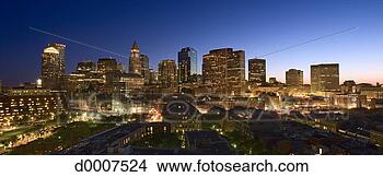 Banco de Imagem - boston,  skyline, 
 anoitecer. fotosearch 
- busca de fotos, 
imagens e clipart