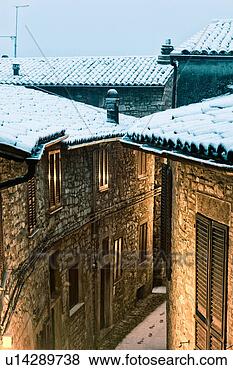 照片 - 空中的观点, 在中, 中世纪, 街道, -, 石头,