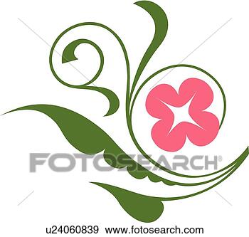 剪贴画 - 粉红花, 带,