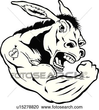 Clipart - ilustração,  lineart, 
 animal,  burro, 
 mula,  mascote, 
 esportes. fotosearch 
- busca de ilustrações 
clipeart e desenhos