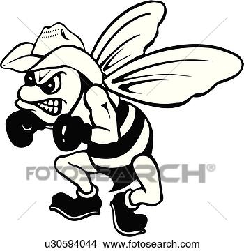 Clipart - ilustração,  lineart, 
 animal,  abelha, 
 mascote,  inseto, 
 esportes. fotosearch 
- busca de ilustrações 
clipeart e desenhos