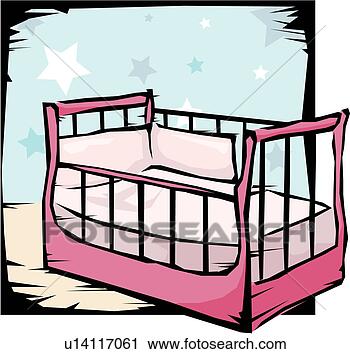 ... , room, furnishings, baby bed, crib, baby View Large Clip Art Graphic