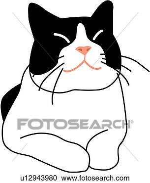 Clipart - lying down, kitty, 
eyes closed, sitting, 
animal, vertebrate, 
cat. fotosearch 
- search clipart, 
illustration, 
drawings and vector 
eps graphics images