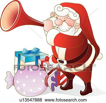 Clip Art - festival, santa, 
playing, horn, 
grandfather, party, 
santa claus. fotosearch 
- search clipart, 
illustration, 
drawings and vector 
eps graphics images