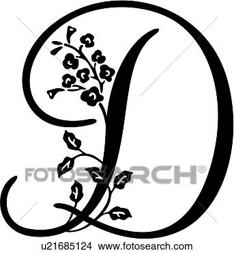 Clipart of , alphabet, capital, d, lettered, monogram, script