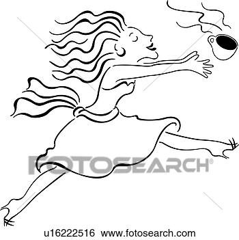 cartoon people running