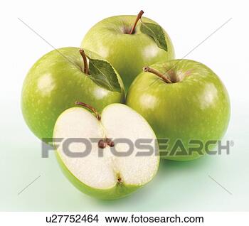 Stock Photo - green apples and 
half - non exclusive. 
fotosearch - search 
stock photos, 
pictures, images, 
and photo clipart