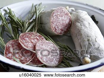 Banco de Imagem - italiano,  curado, 
 linguiça,  alecrim. 
fotosearch - busca 
de fotos, imagens 
e clipart