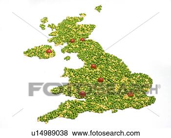 Banco de Imagem - mapa,   unidas, 
  reino,   feito, 
  cima,   ervilhas, 
  sweetcorn. fotosearch 
- busca de fotos, 
imagens e clipart
