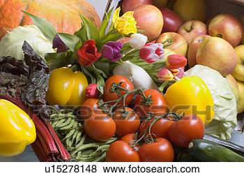 Stock Photo - assorted fruits 
and vegetables 
with tulips. fotosearch 
- search stock 
photos, pictures, 
images, and photo 
clipart
