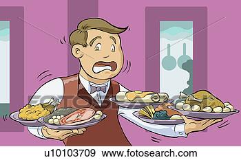 Arquivos de Ilustrações - close-up,  jovem, 
 homem,  segurando, 
 pratos,  carne. 
fotosearch - busca 
de ilustrações 
clipeart e desenhos