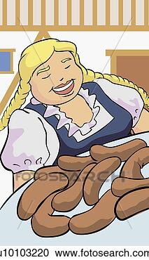 Arquivos de Ilustração - close-up,  meio, 
 adulto,  mulher, 
 segurando,  bandeja, 
 linguiças. fotosearch 
- busca de ilustrações 
clipeart e desenhos