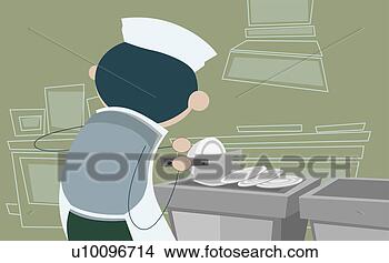 Arquivos de Ilustração - parte traseira, 
 vista,  cozinheiro, 
 corte,  presunto. 
fotosearch - busca 
de ilustrações 
clipeart e desenhos