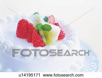 Arquivo de Fotografia - bolo,  chicoteado, 
 creme,  frutas. 
fotosearch - busca 
de fotos, imagens 
e clipart
