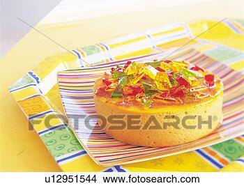 Banco de Imagem - mousse,  bolo, 
 coberto,  geléia, 
 prato. fotosearch 
- busca de fotos, 
imagens e clipart