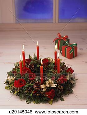 Stock Photo - candles with wreath. 
fotosearch - search 
stock photos, 
pictures, images, 
and photo clipart