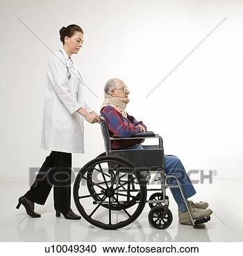 Stock Photography - mid-adult caucasian 
female doctor 
pushing elderly 
caucasian male 
with. fotosearch 
- search stock 
photos, pictures, 
images, and photo 
clipart