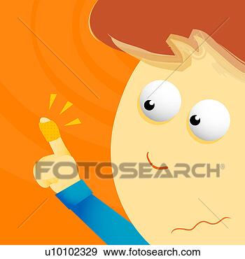 Arquivos de Ilustrações - close-up,  menino, 
 faixa,  seu, 
 dedo. fotosearch 
- busca de ilustrações 
clipeart e desenhos