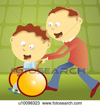 Desenho - lado,   perfil, 
  meio,   adulto, 
  homem,   empurrar, 
  seu. fotosearch 
- busca de ilustrações 
clipeart e desenhos